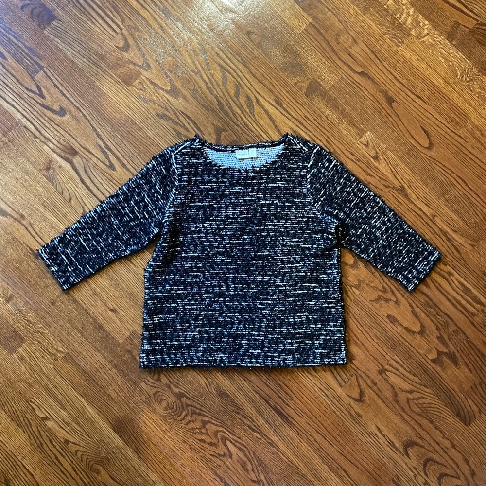 Chico’s Black/White Sparkly Textured Sweater - Size Large